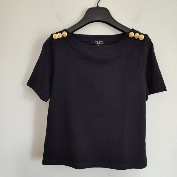 Ladies SZ XXS J Crew Black Cotton T-Shirt - Picture 1 of 3